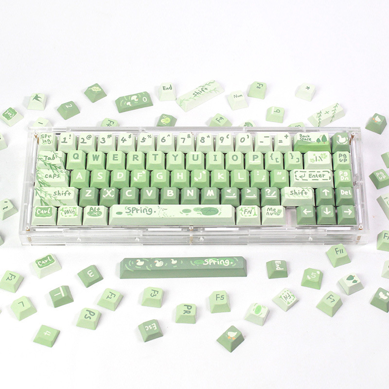 Green spring outing theme original high 129 key PBT sublimation personality fit mechanical keyboard cap