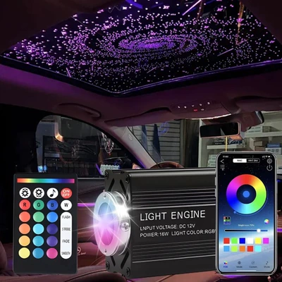 Car Ceiling Modification with Meteor and Starry Sky Fiber Optic Lights, Remote Control, Mobile App Control, Voice Control, Starry Sky Ceiling
