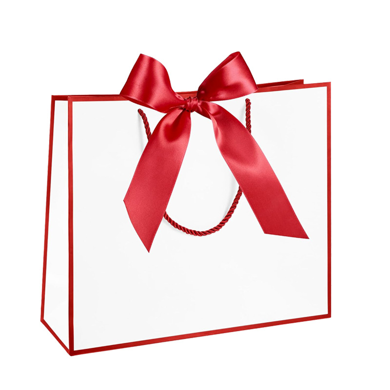 Fábrica al por mayor colorido bolsa de regalo joyería bolso ropa joyería arco bolsa de papel bolsa de embalaje logo