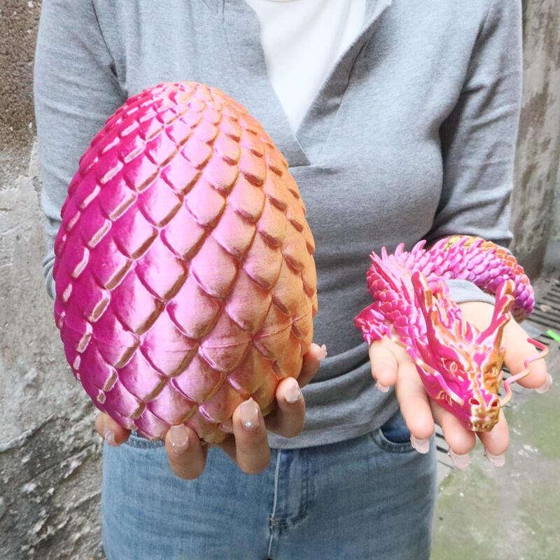 Cross-Border Hot-Selling 3D Printed Dragon Chinese Dragon Egg Set Toy Figurine Gift Colorful Decoration Creative Gift