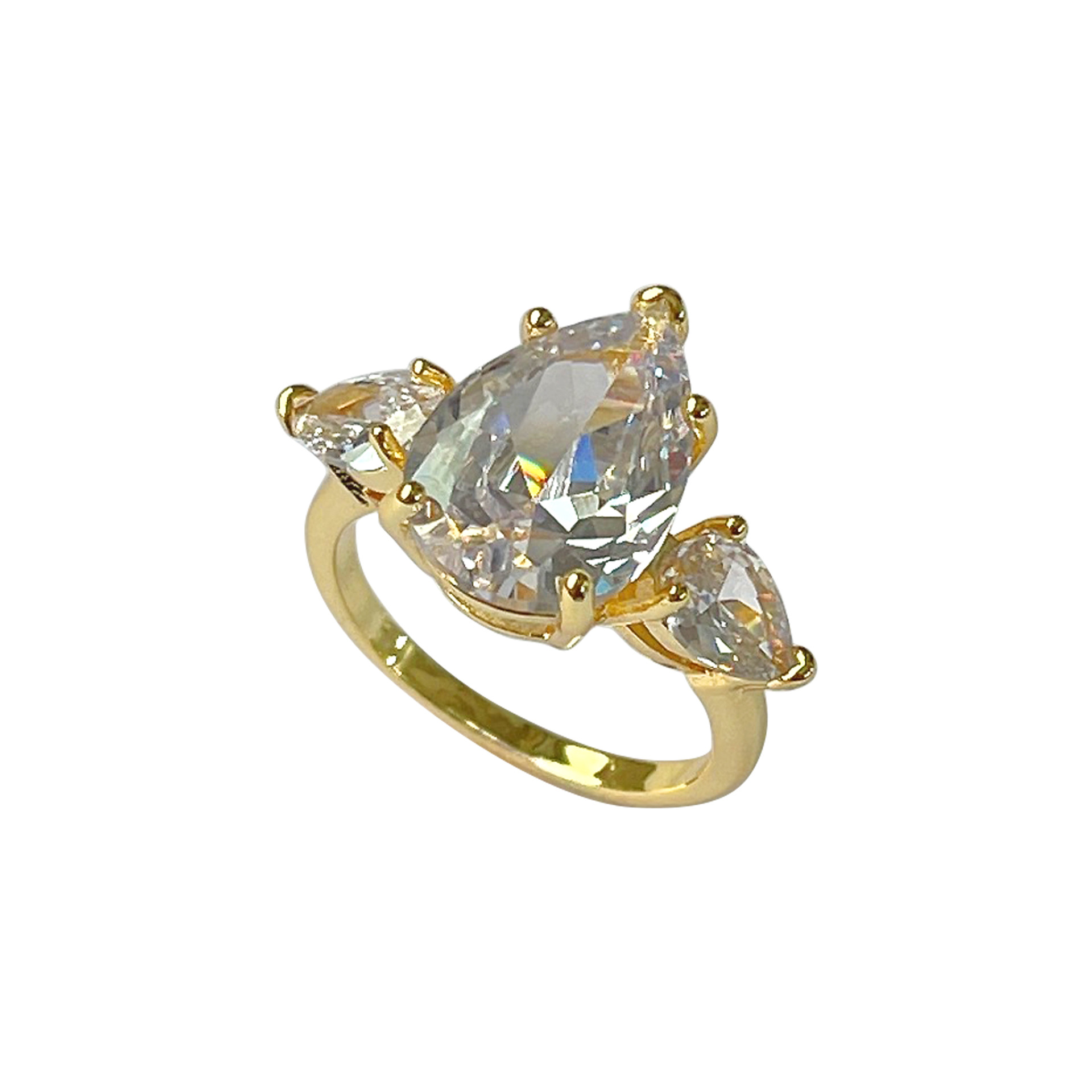 Fashion Round Copper Plating Metal Inlay Zircon Rings 1 Piece