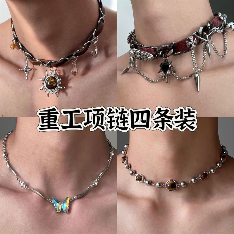 chocker Wrap Rivet Metallic Leather Collar Cropunk Love Girl Y2K Subculture Niche Necklace chocker Wrap Rivet Metallic Leather Collar Cropunk Love Girl Y2K Subculture Niche Necklace