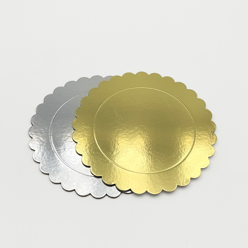 Fábrica directa de pastel de cumpleaños logotipo impreso mousse redondo placa de pastel de papel doble gris placa de pastel de papel duro