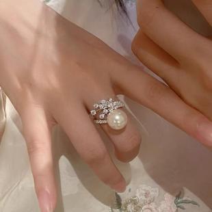 Zhizhen's New Flowery Freshwater Pearl Ring 14K Gold-Injected Adjustable Size, Color-Preserving, White and Exquisite