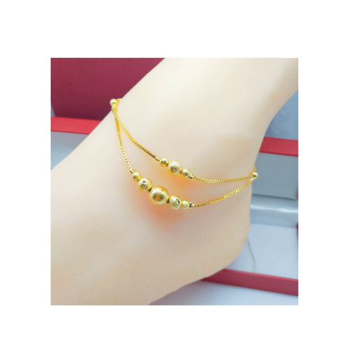 New anklet for women Vietnamese sand gold Korean version fashion transfer bead anklet jewelry brass gold-plated women's chain direct supply