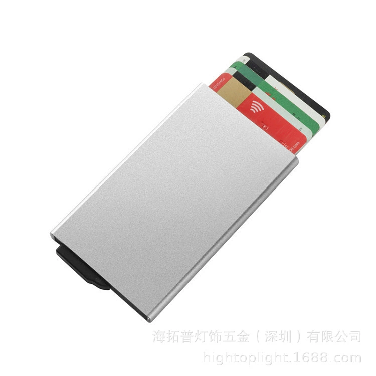 Коробка для карт RFID автоматическое бронирование складной коробки для кредитных карт из алюминиевого сплава клипса для карт против кражи щетка