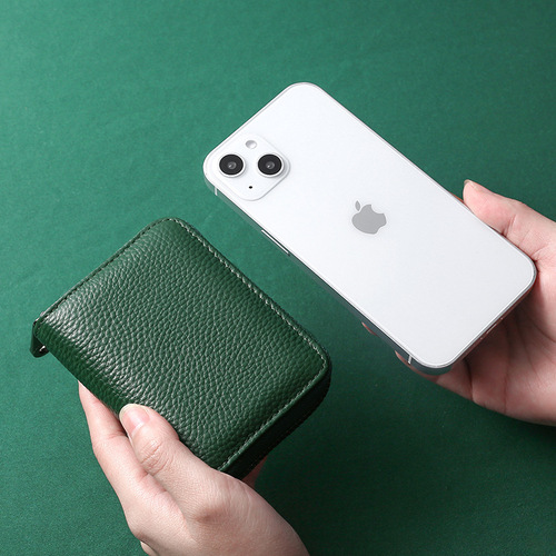 RFID Top Layer Cowhide Accordion Card Bag Large Capacity Multi-Card Slot Women's Genuine Leather Card Holder Men's ID Card Wallet 