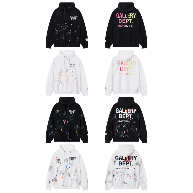 Cross-Border European and American Trendy Brand Gallery Dept Hand-Painted Splash Letter Print Hooded Sweatshirt Men's and Women's High Street Jacket Cross-Border European and American Trendy Brand Gallery Dept Hand-Painted Splash Letter Print Hooded Sweatshirt Men's and Women's High Street Jacket