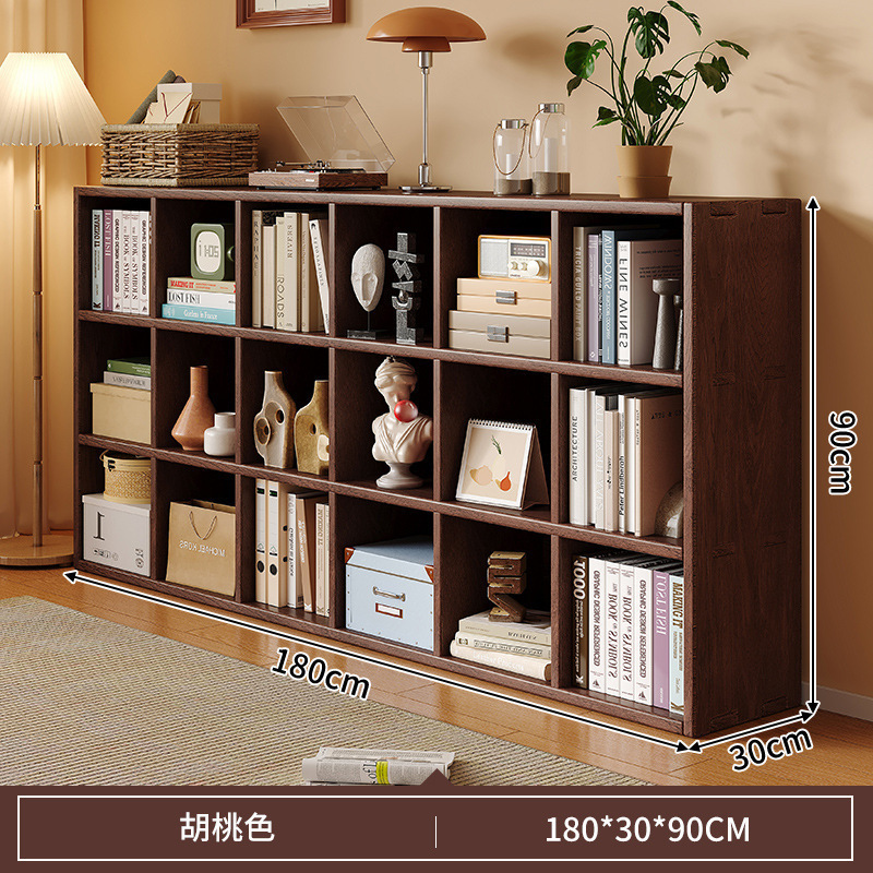 Gabinete bajo de madera sólida, gabinete de cuadrillas de color nuez, gabinete bajo de sala de estar doméstica, estante de almacenamiento contra la pared