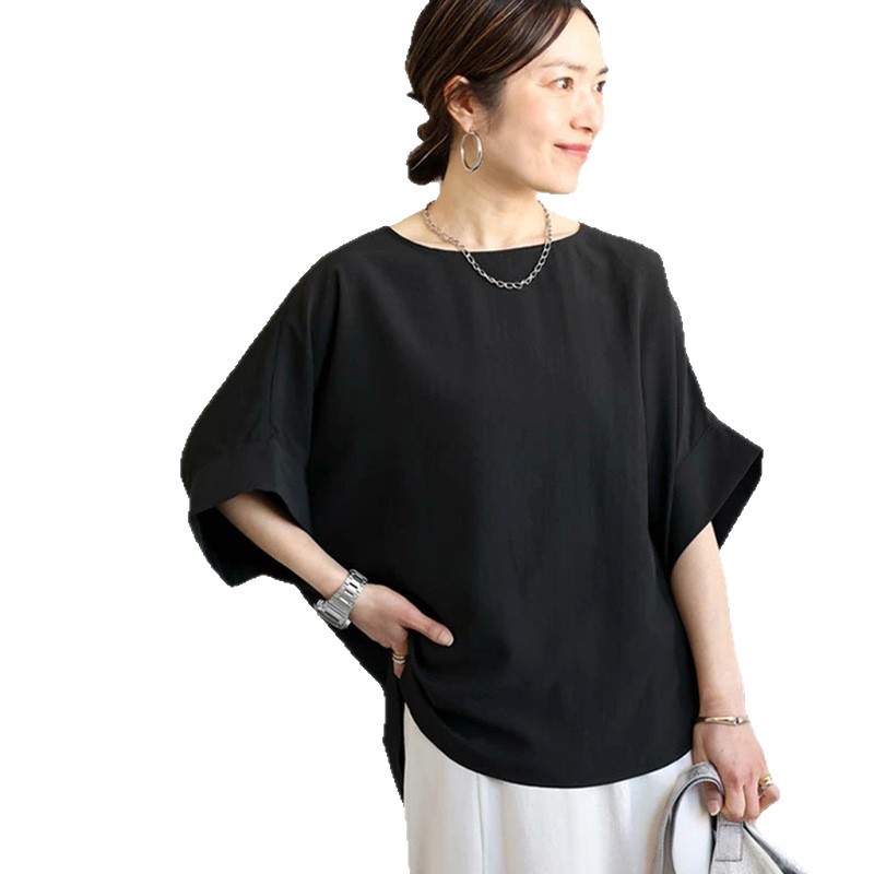 日本楽天 Tシャツ レディース 5分袖 夏 レトロ 韓国風 ゆったり レイジー スタイル スリム カジュアル トップス Amazon