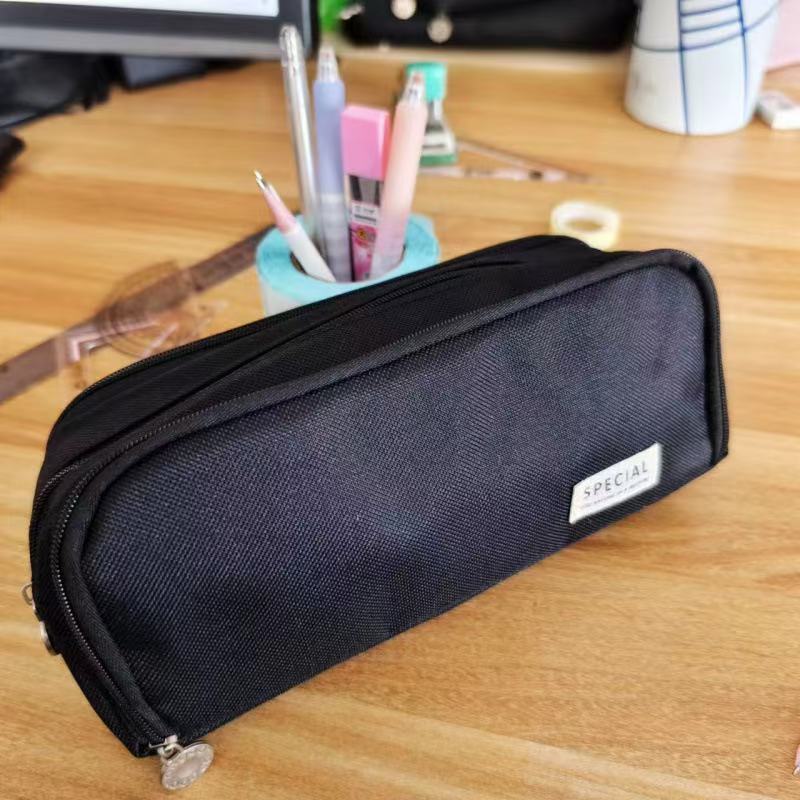 中学生・高校生向けのクロスボーダーシンプルな文具箱 ins 韓国版のかわいい筆箱 大容量の小学生用ダブルウィンドウ筆箱|undefined