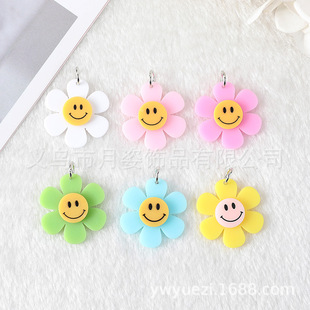 DIY Resin Smiley Sunflower Korean Earrings Keychain Bag Pendant Accessories with Holes