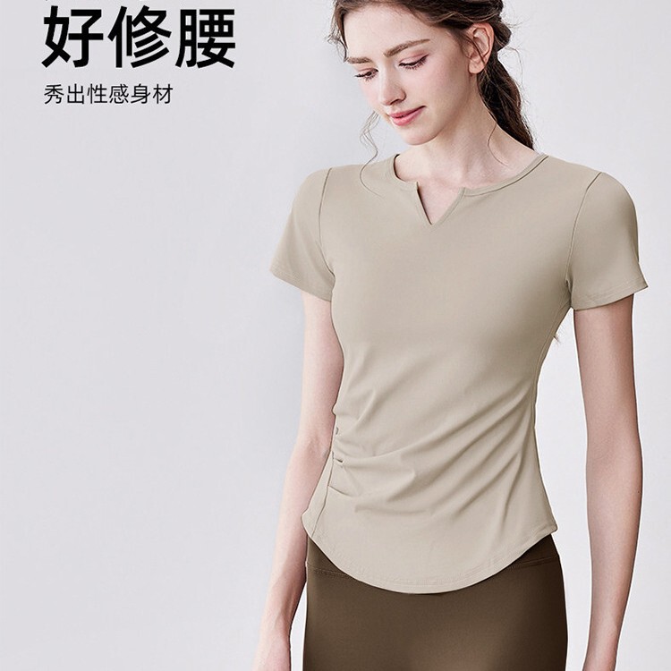 Plus-Size Yoga Outfit for Women, Short-Sleeve Quick-Dry Top, Slim-Fit Running and Fitness T-Shirt, Summer Thin Style for Plus-Size Women