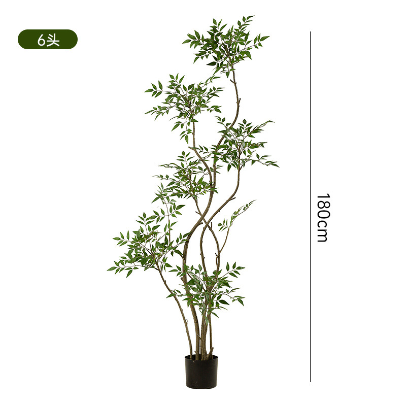 Simulación de plantas verdes Sensación avanzada Bambú Nantian Planta en maceta de piso grande Sala de estar interior Árbol falso biónico Decoración de plantas