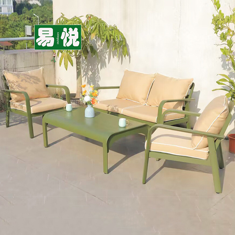 Sofá de ocio al aire libre aleación de aluminio patio villa hotel balcón sofá de teca al aire libre muebles combinados
