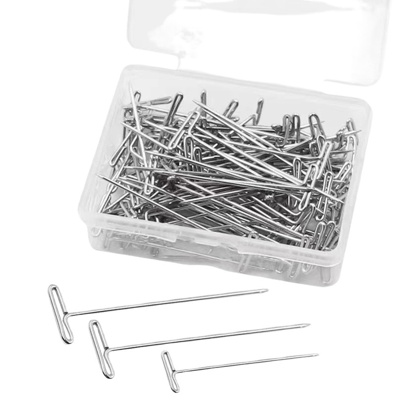 Wholesale T-Shaped Needle Wig Hair Extension Fixing Needle High-Hardness Metal Positioning Needle 50/100 Pieces Boxed