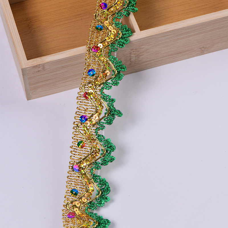 Venta directa de fábrica spot oro y plata lentejuelas encaje ropa accesorios de encaje encaje tres flores encaje