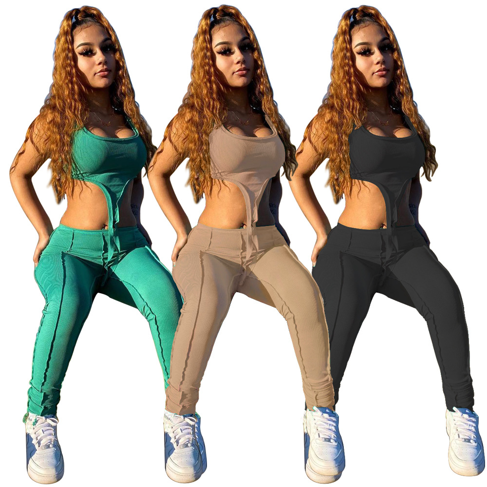 Summer fashionable solid color sexy set for gym
