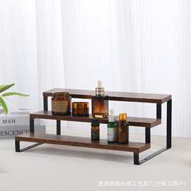 跨境多层化妆品摆摊陈列架多肉架木制家用桌面手办盲盒收纳置物架