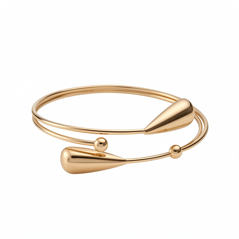Europa y los Estados Unidos metales transfronterizos doble capa de gota de agua abertura pulsera de moda simple pulsera universal nicho de alta calidad joyas