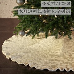 Amazon stick-stitch hand-knitted style Christmas tree skirt decoration supplies knitted tree bottom apron thick wool fungus edge 48
