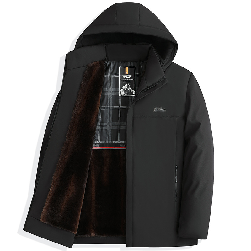 Abbigliamento maschile Cappotto invernale in velluto spesso, cappotto imbottito in cotone da uomo con cappuccio staccabile, giacca imbottita in cotone e seta, cappotto imbottito da papà, cappotto invernale da uomo_voghion.com