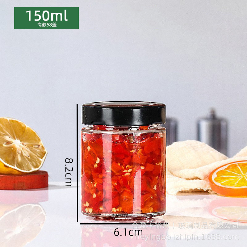 批发食品级高盖圆形辣椒酱瓶果酱分装瓶蜂蜜瓶透明玻璃瓶密封瓶|undefined