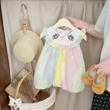 女童纯棉连衣裙新款儿童彩条背心裙夏季宝宝公主裙洋气婴幼儿裙子