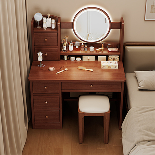 Solid Wood Dressing Table Bedroom Simple Dressing Table Dressing Table 2025 New High-End All-In-One Cabinet Makeup Mirror Table