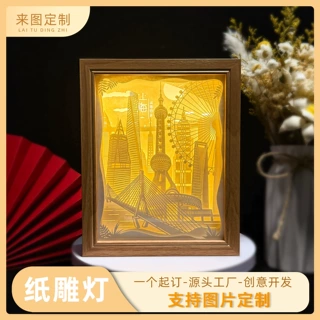 城市地标纸雕灯公司宣传校庆周年纪念送礼小夜灯文创礼品手工镂空