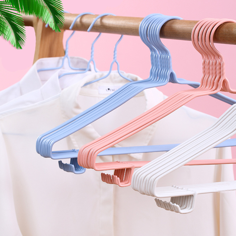 Wholesale Clothes Hanger Dip Plastic Household Children Adult Seamless Anti-slip Bold Dormitory Clothes Shelf with Hook Large Size
