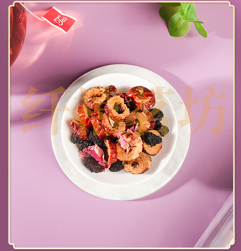 Mulberry Rose Poria Tea Sang Shen Mei Gui Fu Ling Cha 100g 20 Teabags Dried Herbal Blend for Daily Wellness Steeping in use
