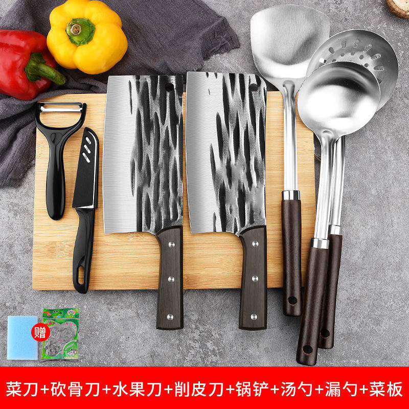 Longquan 부엌 칼 뼈 칼 도마 8 피스 세트 위조