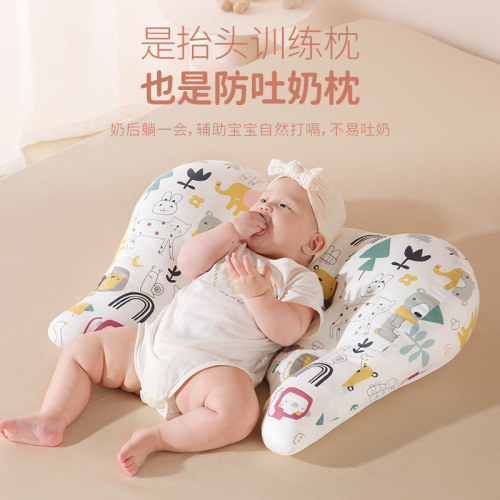 Infant pillow anti-vomiting lying-on-back pillow head-raising double-sided bean bean lying-on-back pillow breathable cooling soothing pillow factory wholesale