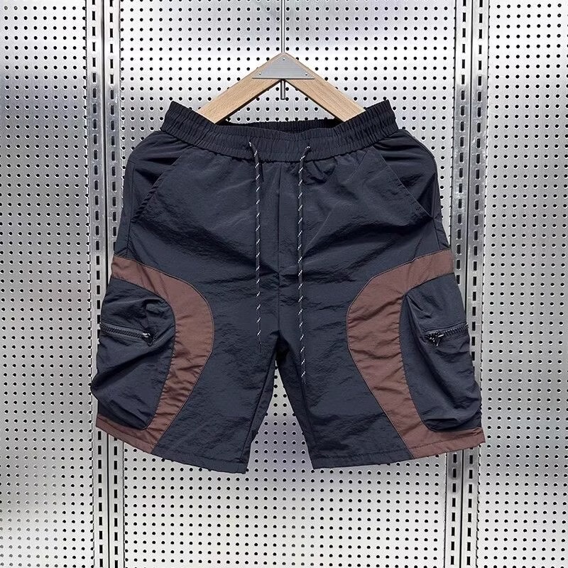 Trendy Brand Shorts Men's 2025 Summer Quick-drying Sports Workwear Casual Pants Color-matching Pocket Beach Pants Large Pants