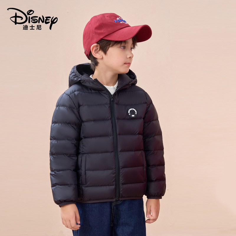 迪士尼儿童轻薄羽绒服国标90白鸭绒男女童韩版羽绒服保暖外套