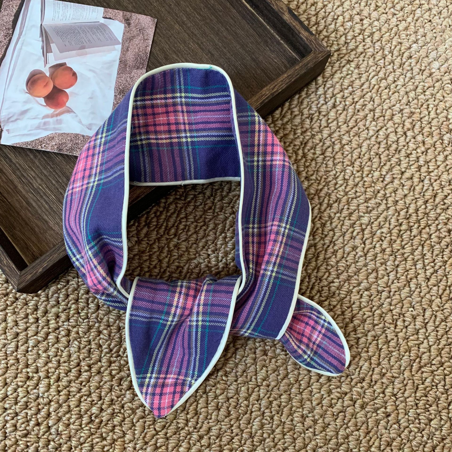 Pañuelo a cuadros Pañuelo de seda largo de algodón para mujer verano nuevo estilo pequeño estampado accesorios de todo fósforo bufanda de cuello correa para el cabello atado