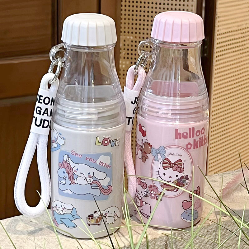 水杯塑料瓶随手杯新款ins可爱贴纸女生直饮杯便携大容量杯子