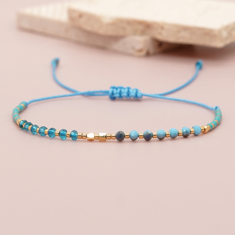 5g Weight Bracelets Classification 1 Piece Quantity Holiday, Daily Occasion Glass, glass, rope Material Round Pattern Couple Gender Beaded Design Simple Style, Classic Style Style Simple Style Classic Style Round Glass Glass Rope Wholesale Bracelets 8