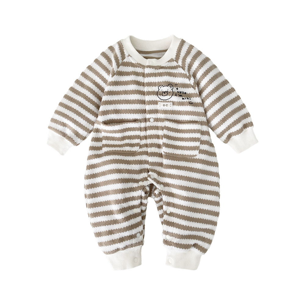 Ropa de bebé, ropa de primavera y otoño, mameluco de manga larga de dibujos animados a rayas, mameluco para bebés, ropa de salida