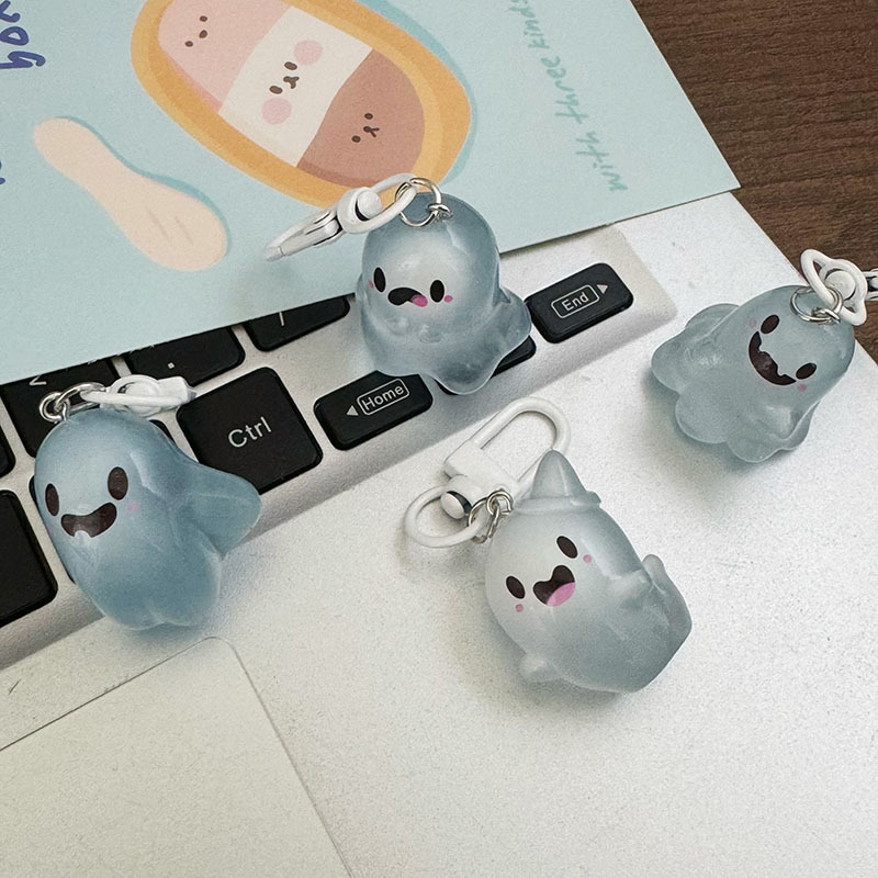 ハロウィン発光ゴーストキーホルダー立体漫画透明カップルエルフペンダントスクールバッグかわいいアクセサリー|undefined