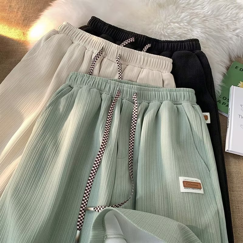 Summer New Cross-Border Ice Silk Shorts for Men, Versatile Hong Kong Style Loose Casual Pants, Trendy Five-Point Pants, Cheap Dropshipping
