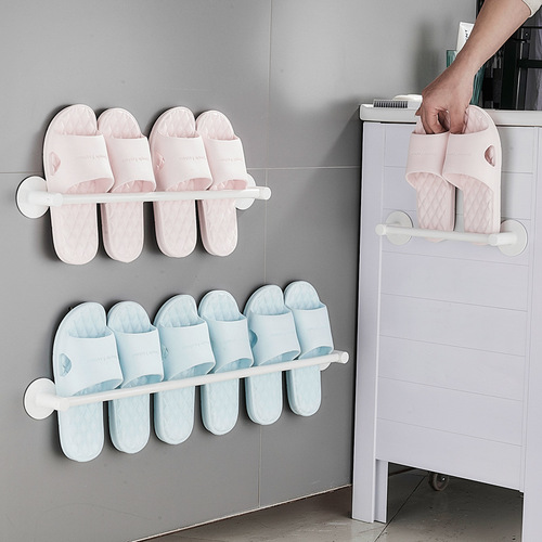 Bathroom slipper rack wall-mounted hole-free bathroom door shoe storage artifact toilet drain wall rack