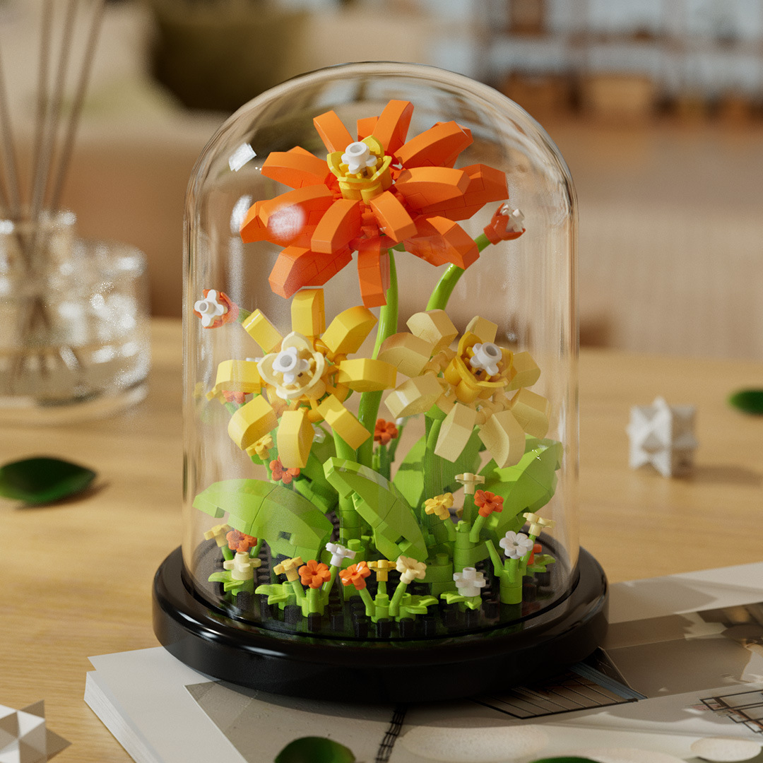 Caja de flores compatible con palabras clave de alta rosa bloques de construcción buquete de flores inmortales juguetes de ensamblaje ornamentos hechos a mano regalos de Año Nuevo