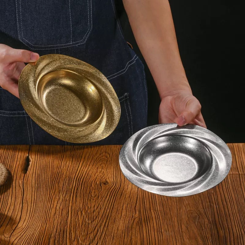 Retro stainless steel pasta plate