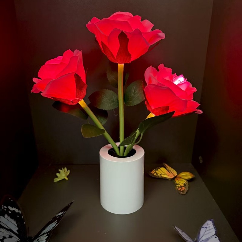 栀子花杜鹃玫瑰花电池款小夜灯高级感氛围浪漫情人网红礼物台灯|undefined