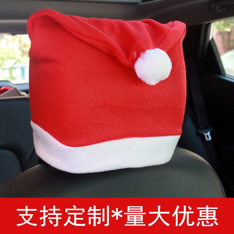 Transfronterizo nuevo coche almohada engrosada lujo sombrero de navidad reposacabezas del coche vacaciones ambiente interior accesorios de decoración image 3