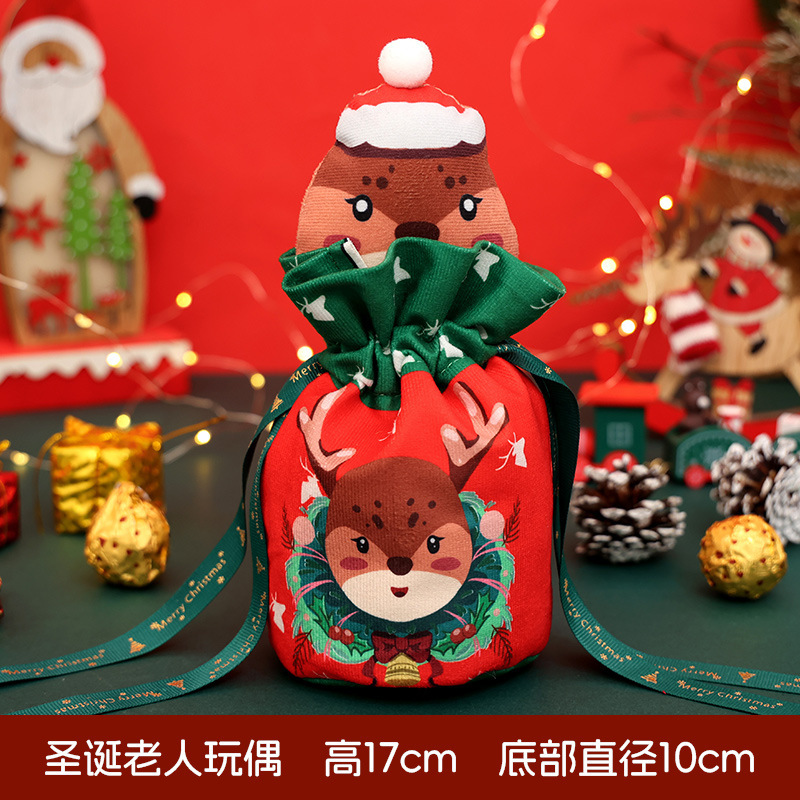 新しいクリスマスのリンゴの袋の綿布の箔押しの口のプレゼントの袋は蝶結びのクリスマスの子供のキャンディーの贈り物の袋を持ちます。|undefined
