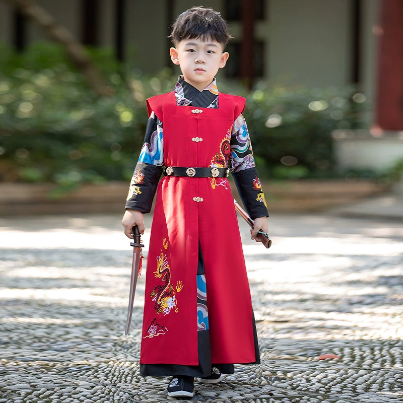 Древний костюм ханьфу для мальчиков Костюм для выступлений мальчиков Детский костюм Тан в китайском стиле Суперфея Осенне-зимний костюм мастера боевых искусств