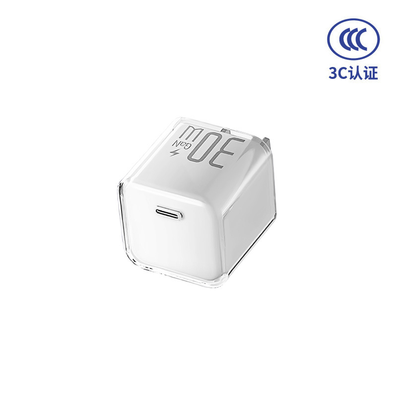 Fábrica de nuevo PD30W cristal de hielo permeable nitruro de gallio para Huawei Apple 17 cable de datos cabeza de cargador rápido de teléfono móvil